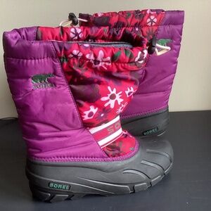 Ladies Sorel Winter Snow Boots Pink n Purple Floral Size 7